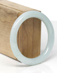 Baikalla Natural Light Blue-Green Jadeite Jade "Traditional Round" Bangle Bracelet (54.3mm) 
