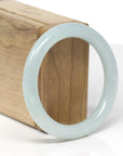 Baikalla Natural Light Blue-Green Jadeite Jade "Traditional Round" Bangle Bracelet (54.3mm) 