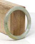 Baikalla Natural Oil-Green W/ Yellow Patch Jadeite Jade "Traditional Round" Bangle Bracelet (56.8mm) 