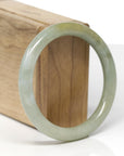 Baikalla Natural Oil-Green W/ Yellow Patch Jadeite Jade "Traditional Round" Bangle Bracelet (56.8mm) 