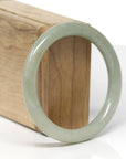 Baikalla Natural Oil-Green W/ Yellow Patch Jadeite Jade "Traditional Round" Bangle Bracelet (56.8mm) 
