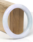 Baikalla Natural Lavender & Light Green Jadeite Jade "Half Round" Bangle Bracelet (60.2mm) 