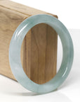 Baikalla Natural Icy Blue-Green Jadeite Jade "Half Round" Bangle Bracelet (57.3mm) 