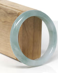 Baikalla Natural Icy Blue-Green Jadeite Jade "Half Round" Bangle Bracelet (57.3mm) 