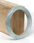 Baikalla Natural Icy Blue-Green Jadeite Jade "Half Round" Bangle Bracelet (57.3mm) 