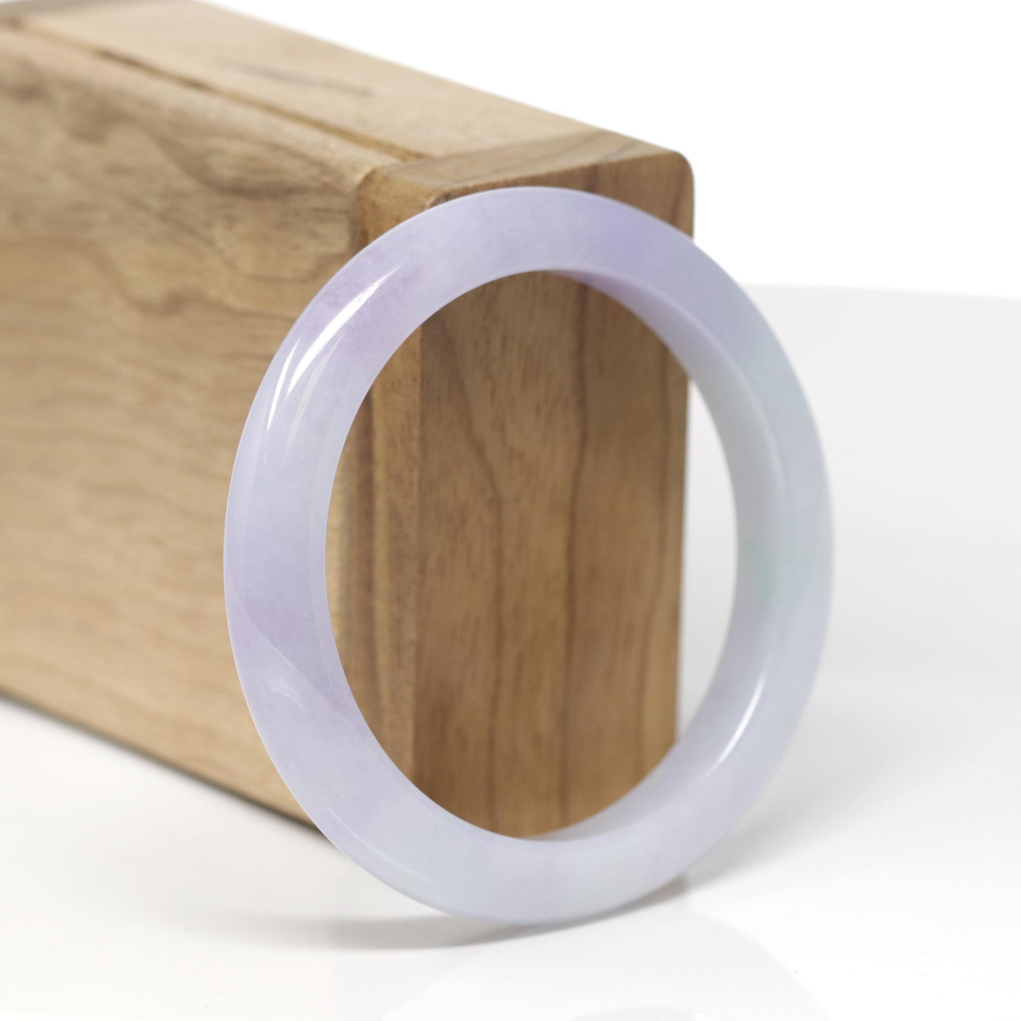 Baikalla Natural Lavender Jadeite Jade "Half Round" Bangle Bracelet (53.2mm) 