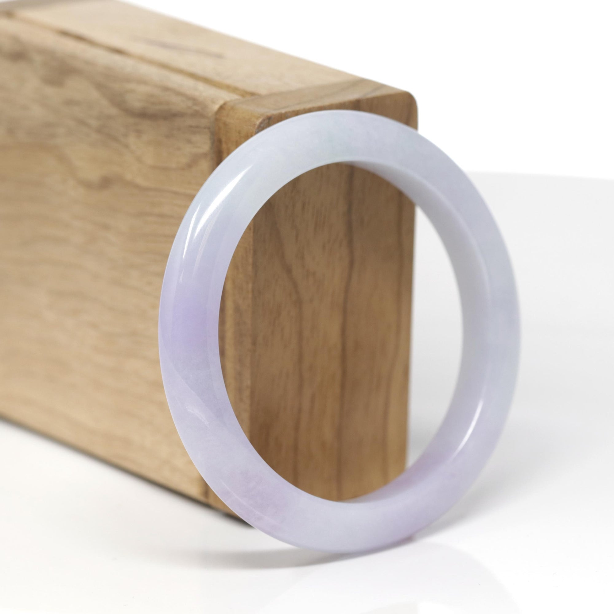 Baikalla Natural Lavender Jadeite Jade "Half Round" Bangle Bracelet (53.2mm) 