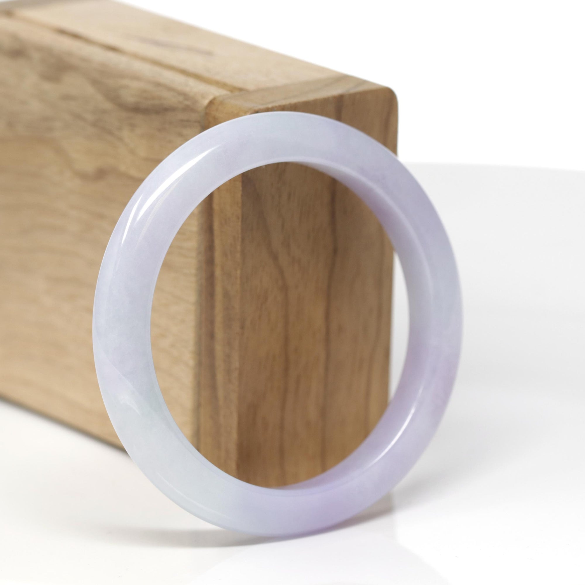 Baikalla Natural Lavender Jadeite Jade "Half Round" Bangle Bracelet (53.2mm) 