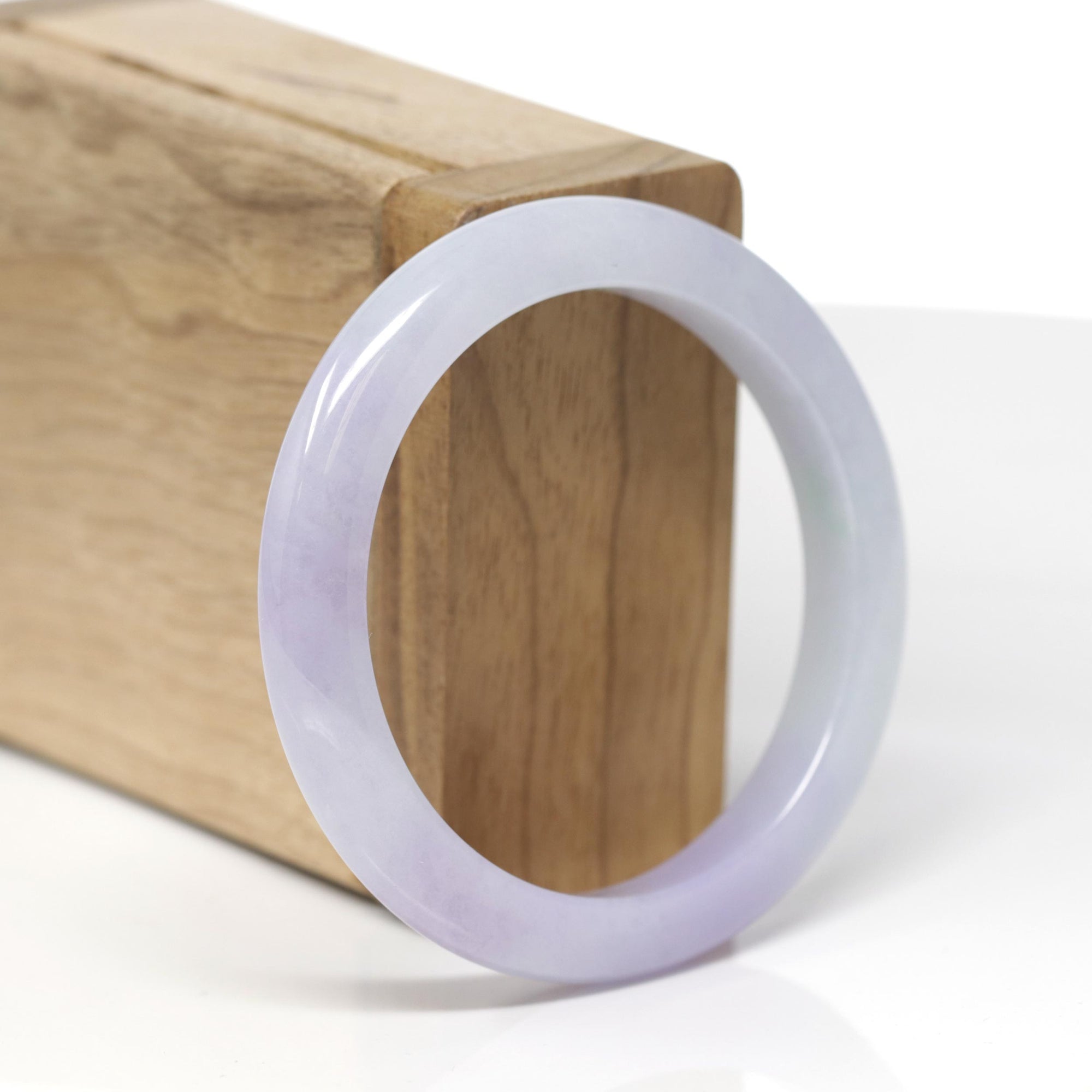 Baikalla Natural Lavender Jadeite Jade "Half Round" Bangle Bracelet (53.2mm) 