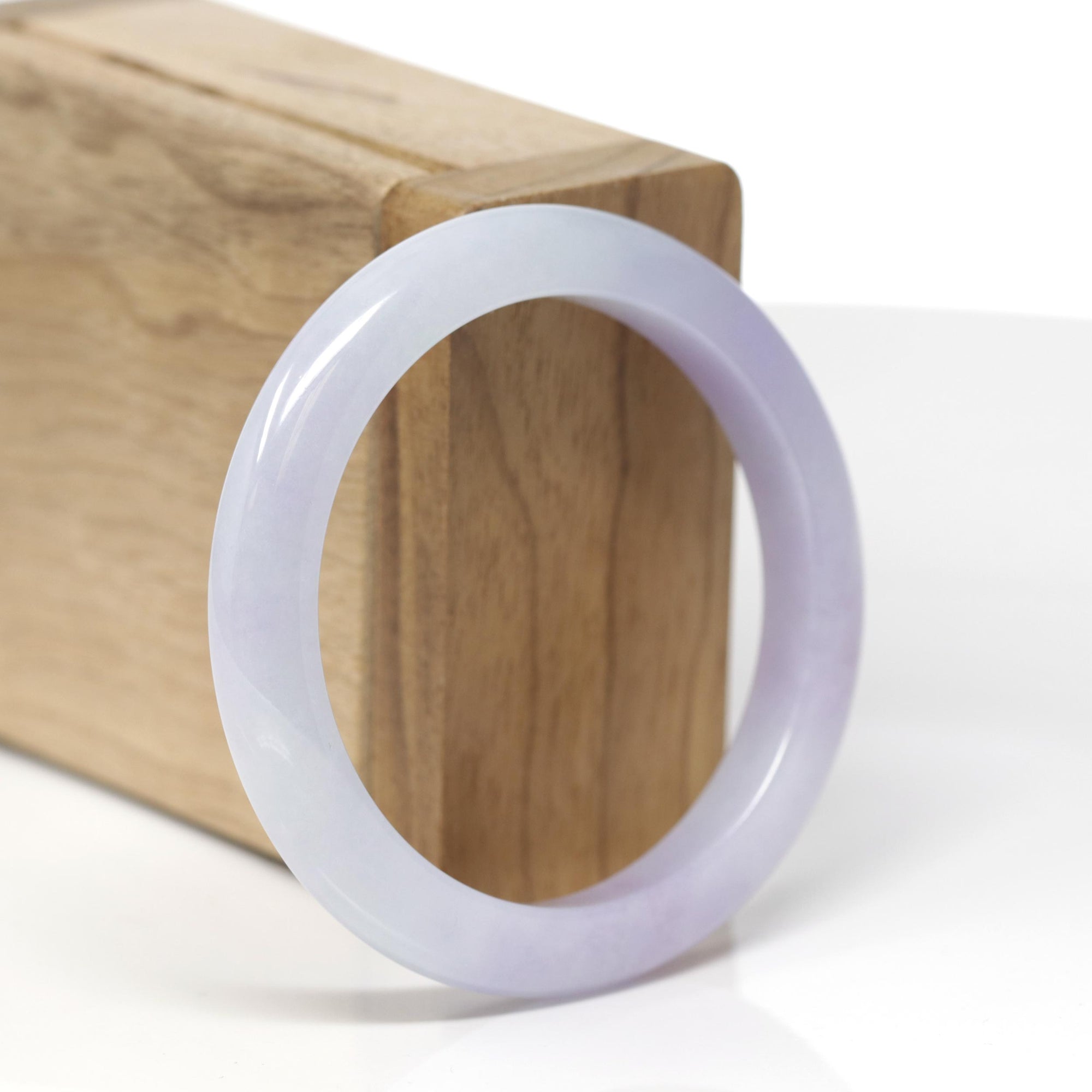 Baikalla Natural Lavender Jadeite Jade "Half Round" Bangle Bracelet (53.2mm) 