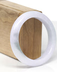 Baikalla Natural Light Lavender & Oil-Green Patches Jadeite Jade "Half Round" Bangle Bracelet (56.2mm) 