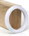 Baikalla Natural Light Lavender & Oil-Green Patches Jadeite Jade "Half Round" Bangle Bracelet (56.2mm) 