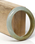 Baikalla Natural Oil-Green & Yellow-Green Jadeite Jade "Half Round" Bangle Bracelet (57.7mm) 