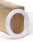 Baikalla Natural Icy Light Lavender Jadeite Jade "Traditional Round" Bangle Bracelet (48.3mm) 