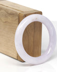 Baikalla Natural Icy Light Lavender Jadeite Jade "Traditional Round" Bangle Bracelet (48.3mm) 