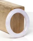 Baikalla Natural Icy Light Lavender Jadeite Jade "Traditional Round" Bangle Bracelet (48.3mm) 