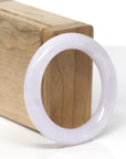 Baikalla Natural Icy Light Lavender Jadeite Jade "Traditional Round" Bangle Bracelet (48.3mm) 