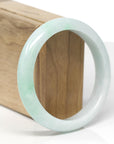 Baikalla Natural Light Apple-Green Jadeite Jade "Half Round" Bangle Bracelet (60mm) 