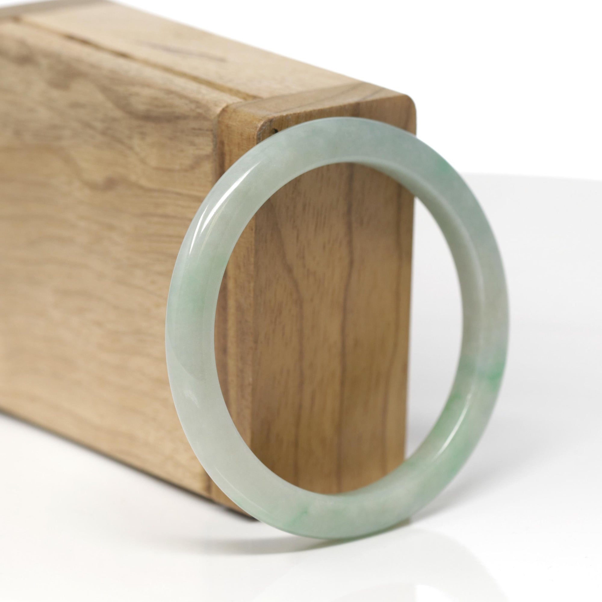 Baikalla Natural Green Jadeite Jade "Petite Half Round" Bangle Bracelet (53.4mm) 