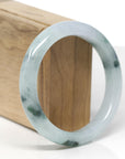 Baikalla Natural Icy Blue-Green Flowers Jadeite Jade "Half Round" Bangle Bracelet (58mm) 