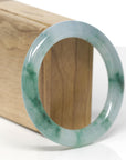 High-End Natural Icy Green Jadeite Jade "Traditional Round" Bangle Bracelet (55.4mm) GIA 