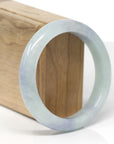 Baikalla Natural Light Blue-Green & Lavender Jadeite Jade "Half Round" Bangle Bracelet (57.7mm) 