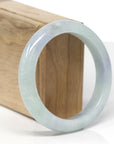 Baikalla Natural Light Blue-Green & Lavender Jadeite Jade "Half Round" Bangle Bracelet (57.7mm) 