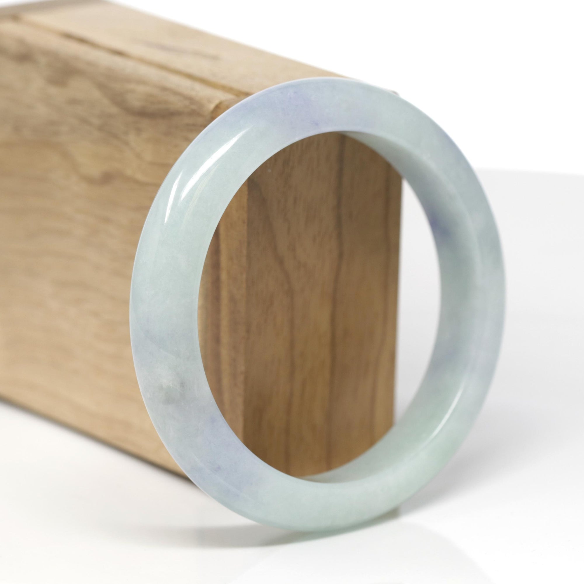 Baikalla Natural Light Blue-Green &amp; Lavender Jadeite Jade "Half Round" Bangle Bracelet (57.7mm) 
