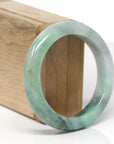 Baikalla Natural Forest-Green Jadeite Jade "Half Round" Bangle Bracelet (55mm) 
