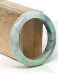 Baikalla Natural Forest-Green Jadeite Jade "Half Round" Bangle Bracelet (55mm) 