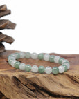 Baikalla Natural Icy Forest-Green & Icy Jadeite Jade Round Bead Bracelet (7mm)