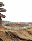 Baikalla Natural Icy Multi-Color Jadeite Jade Round Bead Bracelet W/ 18ky Gold Clasp (6.5mm)