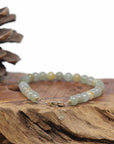 Baikalla Natural Icy Multi-Color Jadeite Jade Round Bead Bracelet W/ 18ky Gold Clasp (6.5mm)