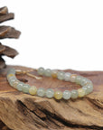 Baikalla Natural Icy Multi-Color Jadeite Jade Round Bead Bracelet W/ 18ky Gold Clasp (6.5mm)