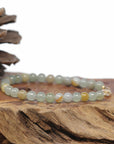 Baikalla Natural Icy Multi-Color Jadeite Jade Round Bead Bracelet W/ 18ky Gold Clasp (6.5mm)