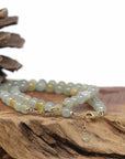 Baikalla Natural Icy Multi-Color Jadeite Jade Round Bead Bracelet W/ 18ky Gold Clasp (6.5mm)