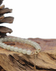 Baikalla Natural Icy Light Yellow-Green Jadeite Jade Round Bead Bracelet W/ 18ky Gold Clasp (6.5mm)
