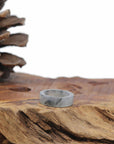 Baikalla Natural Icy Black Wuji Burmese Jadeite Jade Traditional Ring 