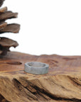 Baikalla Natural Icy Black Wuji Burmese Jadeite Jade Traditional Ring 