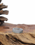 Baikalla Natural Icy Black Wuji Burmese Jadeite Jade Traditional Ring 