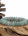 Baikalla Natural Icy Oil-Green Jadeite Jade Donut Shaped Bead Bracelet (12mm)