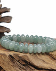Baikalla Natural Icy Oil-Green Jadeite Jade Donut Shaped Bead Bracelet (12mm)