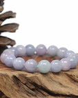 Baikalla Natural Lavender & Light Green Jadeite Jade Round Bead Bracelet (12.5mm)