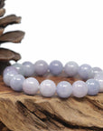 Baikalla Natural Lavender & Light Green Jadeite Jade Round Bead Bracelet (12.5mm)