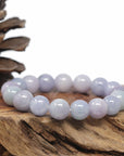 Baikalla Natural Lavender & Light Green Jadeite Jade Round Bead Bracelet (12.5mm)