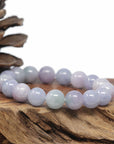 Baikalla Natural Lavender & Light Green Jadeite Jade Round Bead Bracelet (12.5mm)