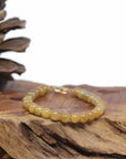 Baikalla Natural Orange-Yellow Jadeite Jade Round Bead Bracelet W/ 18ky Gold Clasp (6mm)
