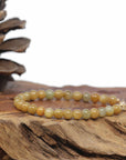 Baikalla Natural Orange-Yellow Jadeite Jade Round Bead Bracelet W/ 18ky Gold Clasp (6mm)