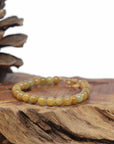Baikalla Natural Orange-Yellow Jadeite Jade Round Bead Bracelet W/ 18ky Gold Clasp (6mm)