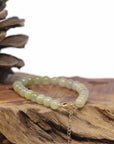 Baikalla Natural Icy Light Yellow-Green Jadeite Jade Round Bead Bracelet W/ 18ky Gold Clasp (6.5mm)